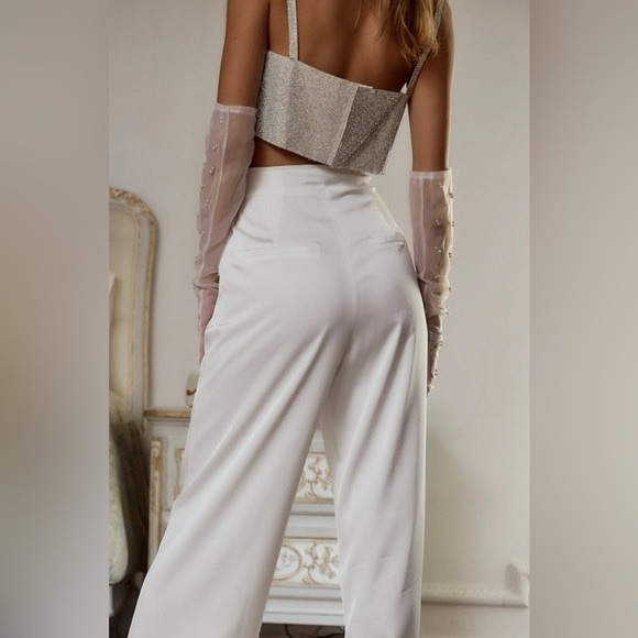 NWT 12th TRIBE Shira Silver rhinestone Crop Top size S/M - Picture 5 of 14